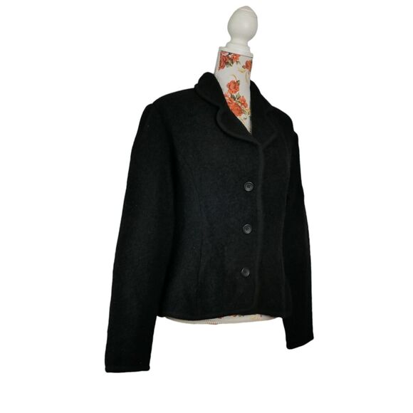 Land's End Size 14 Boiled Wool Textured Sweater Jacket  Fitted Vintage Structure - Picture 7 of 10